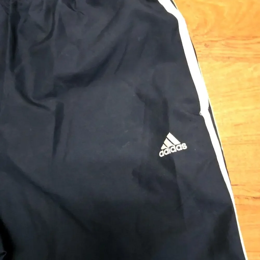 Adidas Mens Track Pants Navy Blue Striped Athletic Sportswear M Sweatpants